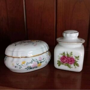 Heritage House Melodies Floral Porcelain Musical Trinket Box With Mini Jar
